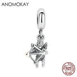 925 Silver Cupid Arrow Angel Wings Charm Pendant for Bracelet Necklace