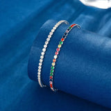 925 Silver Rainbow Zircon Tennis Chain Bracelet for Women
