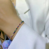 925 Silver Rainbow Zircon Tennis Chain Bracelet for Women