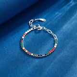 925 Silver Rainbow Zircon Tennis Chain Bracelet for Women