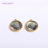 14K Gold Plated Evil Eye Zirconia Charm Pendant for Earring Making