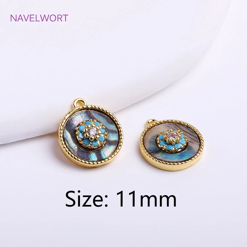14K Gold Plated Evil Eye Zirconia Charm Pendant for Earring Making
