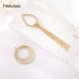 14K Plated Long Tassel Charms Earring Findings