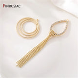 14K Plated Long Tassel Charms Earring Findings