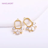 14K Plated Crown Charms with Zircon Inlay for Earring DIY