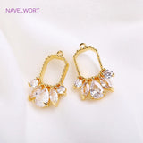 14K Plated Crown Charms with Zircon Inlay for Earring DIY