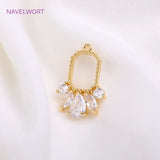 14K Plated Crown Charms with Zircon Inlay for Earring DIY