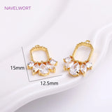 14K Plated Crown Charms with Zircon Inlay for Earring DIY
