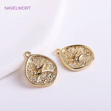14K Plated Rose Charms Coin Pendants DIY Jewelry Materials