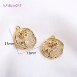 14K Plated Rose Charms Coin Pendants DIY Jewelry Materials