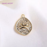 14K Plated Rose Charms Coin Pendants DIY Jewelry Materials
