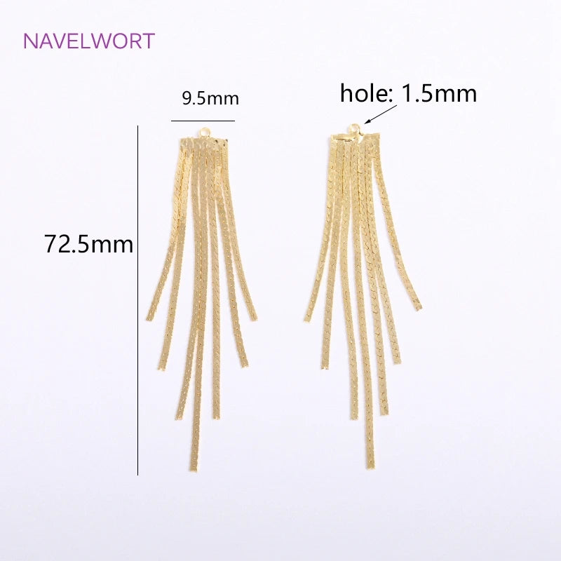 14K Plated Tassel Drop Earrings Fittings For Women