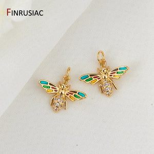 14K Gold-Plated Zircon Charms Pendants DIY Jewelry Accessories