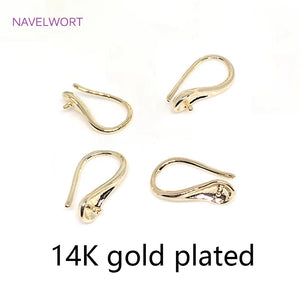 14K Plated Pearl Beads Stud Earrings Setting Base Brass Metal Pearl Ear Hook Fit