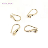 14K Plated Pearl Beads Stud Earrings Setting Base Brass Metal Pearl Ear Hook Fit