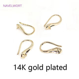 14K Plated Pearl Beads Stud Earrings Setting Base Brass Metal Pearl Ear Hook Fit
