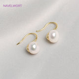14K Plated Pearl Beads Stud Earrings Setting Base Brass Metal Pearl Ear Hook Fit