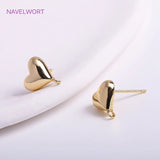 14K Plated Heart Post Earring With Jump Ring, Love Stud Earring Components