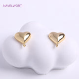 14K Plated Heart Post Earring With Jump Ring, Love Stud Earring Components