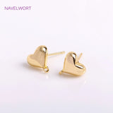 14K Plated Heart Post Earring With Jump Ring, Love Stud Earring Components