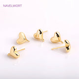 14K Plated Heart Post Earring With Jump Ring, Love Stud Earring Components