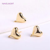 14K Plated Heart Post Earring With Jump Ring, Love Stud Earring Components