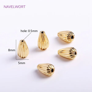 14K Plated Teardrop Beads Brass Metal Spacer Beads for Bracelet Necklace Making