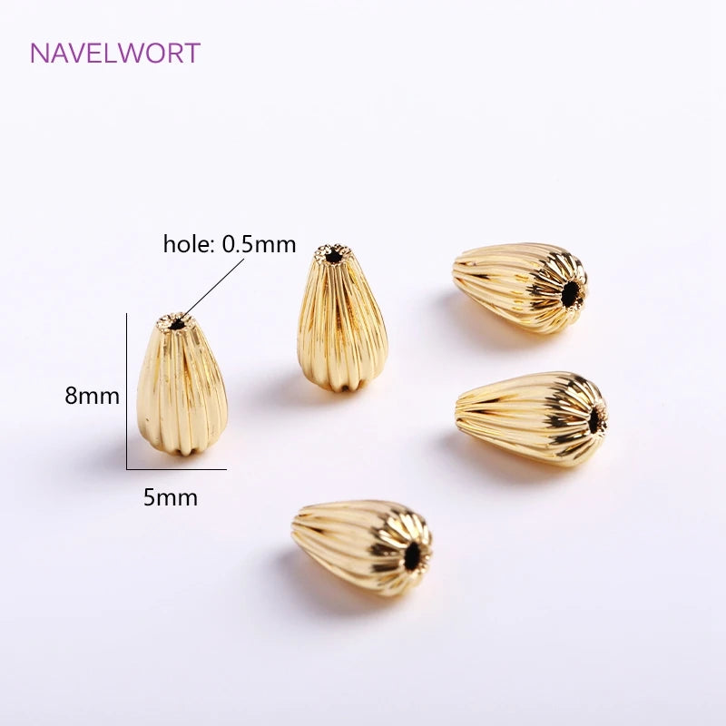 14K Plated Teardrop Beads Brass Metal Spacer Beads for Bracelet Necklace Making