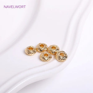 14K Plated Weave Texture Spacer Beads 6mm DIY Jewelry Making Findings