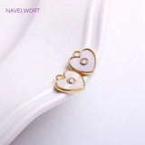 14K Plating Heart Pendants Brass Metal Inlaid Zircon Love Charms