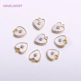 14K Plating Heart Pendants Brass Metal Inlaid Zircon Love Charms