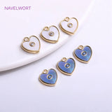 14K Plating Heart Pendants Brass Metal Inlaid Zircon Love Charms