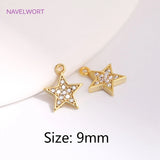 14K Plating Mini Star Brass Pendants with Zircon