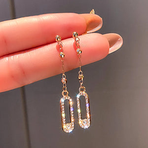 14K Crystal Drop Earrings for Women S925 Silver