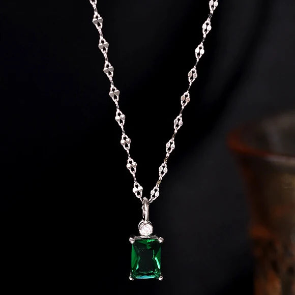 14K Gold Plated Emerald Pendant Necklace for Women