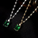 14K Gold Plated Emerald Pendant Necklace for Women