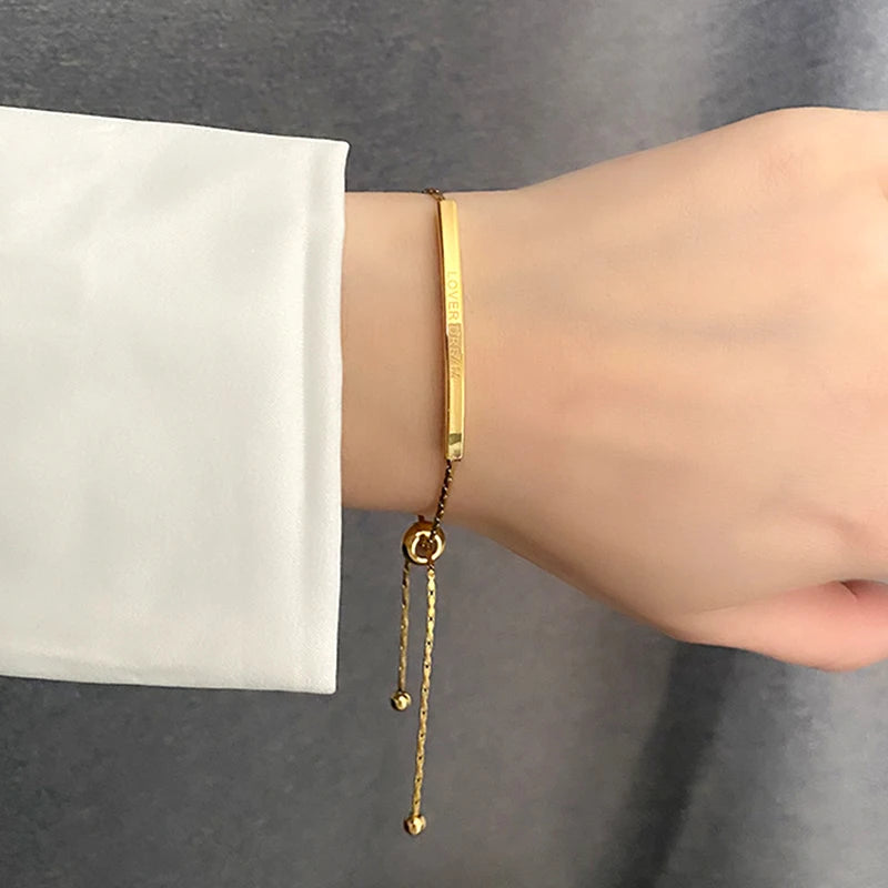 14K Plated Letter Bracelets for Women Stainless Steel Jewelry
