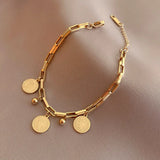 14K Plated Portrait Bracelet for Women Stainless Steel Chain Graduation Gift