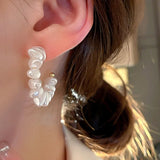 14K Gold Plated Freshwater Pearls Earrings with Crystal 925 Silver Needle