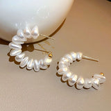 14K Gold Plated Freshwater Pearls Earrings with Crystal 925 Silver Needle