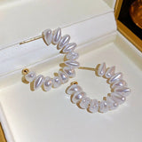 14K Gold Plated Freshwater Pearls Earrings with Crystal 925 Silver Needle