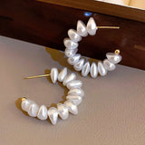 14K Gold Plated Freshwater Pearls Earrings with Crystal 925 Silver Needle