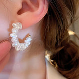 14K Gold Plated Freshwater Pearls Earrings with Crystal 925 Silver Needle