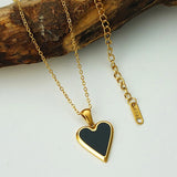 14K Plating Heart Necklace Women Enamel Pendant Stainless Steel Graduation Gift