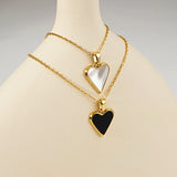 14K Plating Heart Necklace Enamel Pendant Stainless Steel Graduation Gift