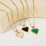 14K Plating Heart Necklace Women Enamel Pendant Stainless Steel Graduation Gift