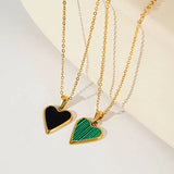 14K Plating Heart Necklace Women Enamel Pendant Stainless Steel Graduation Gift