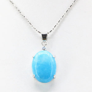 Natural Stone Jades Pendant Silver-Color Stainless Steel Chain Necklace