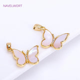18K Plated Bear Charms Natural Shell Oval Pendants