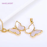 18K Plated Bear Charms Natural Shell Oval Pendants